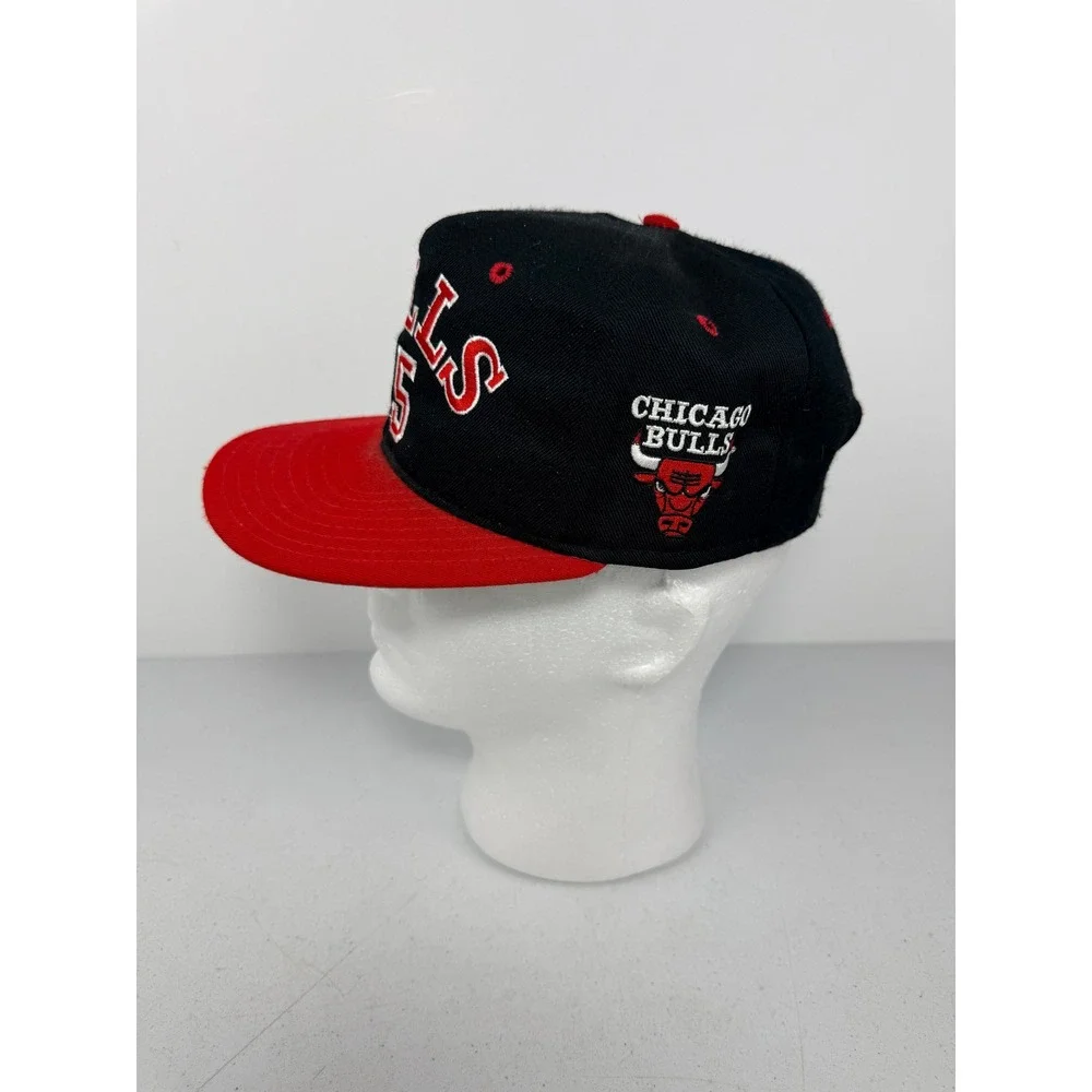 Vintage Chicago Bulls 45 AJD Snapback Hat Made in USA Black Red NBA Cap - BQ